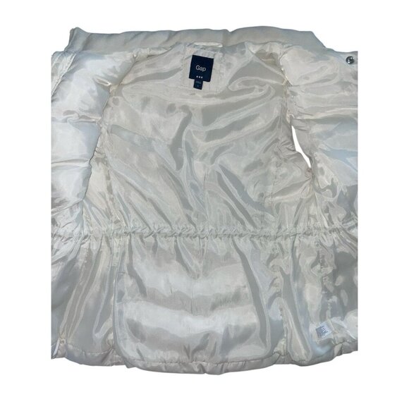 Gap White Puffer Vest Zipper Button Snap Cinch Waist Women’s Small - Picture 3 of 8